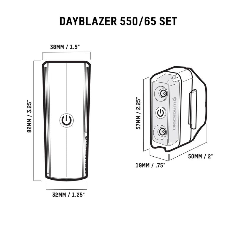 BLACKBURN DAYBLAZER 550 FRONT + DAYBLAZER 65 REAR LIGHT SET