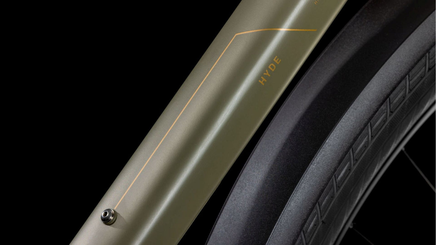 CUBE HYDE PRO FE LADY CITY BIKE 2025 DUSTYOLIVE' N 'GOLD