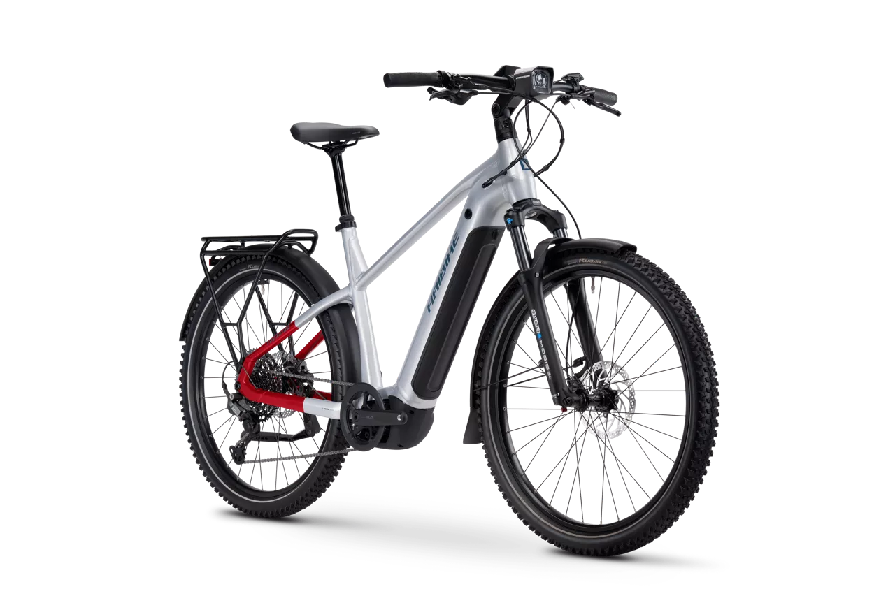 HAIBIKE TREKKING 7 HIGH HARDTAIL eMTB BIKE 2025 GLOSS SOFT GREY/RED/BLUE