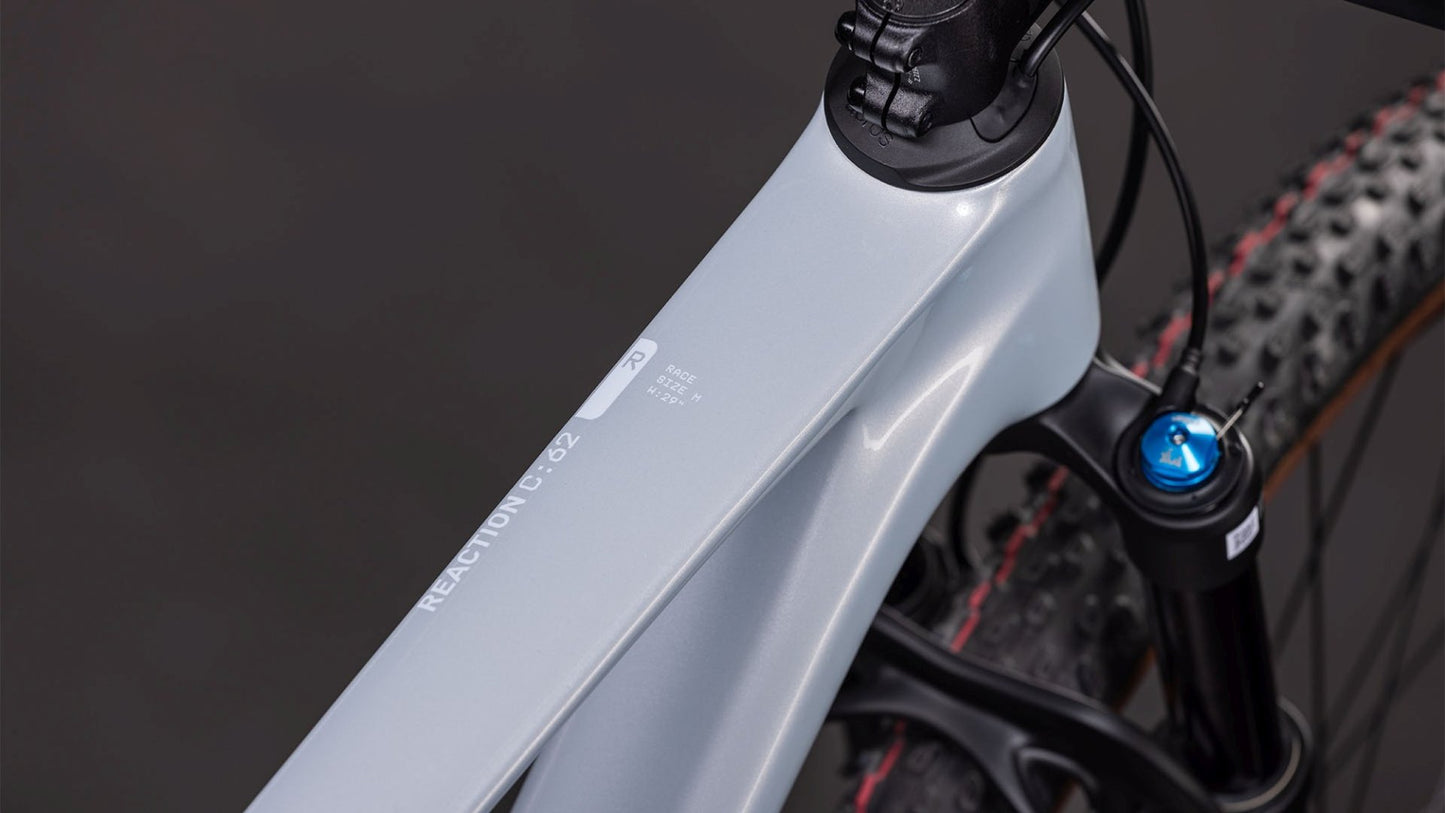 CUBE REACTION C:62 RACE HARDTAIL MTB BIKE 2026 FOGGREY' N 'WHITE