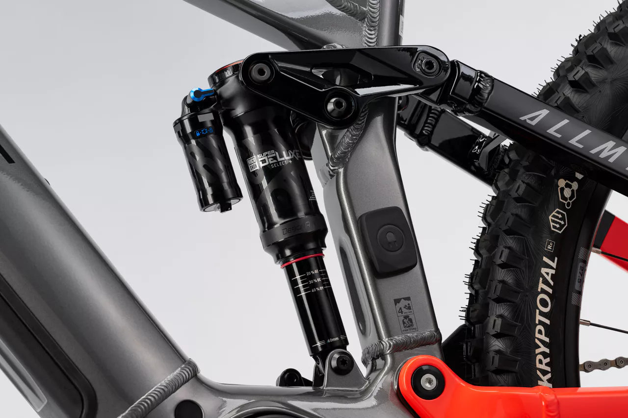 HAIBIKE ALLMTN 4 FULL SUSPENSION eMTB BIKE 2025 GLOSSY SILVER/RED/BLACK