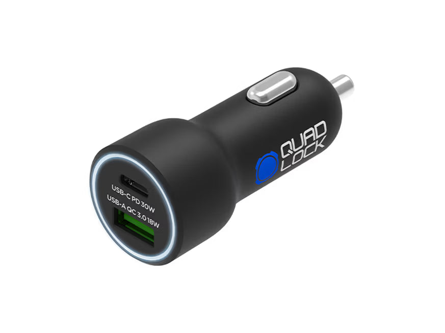 QUAD LOCK 48W DUAL USB 12V CAR CHARGER