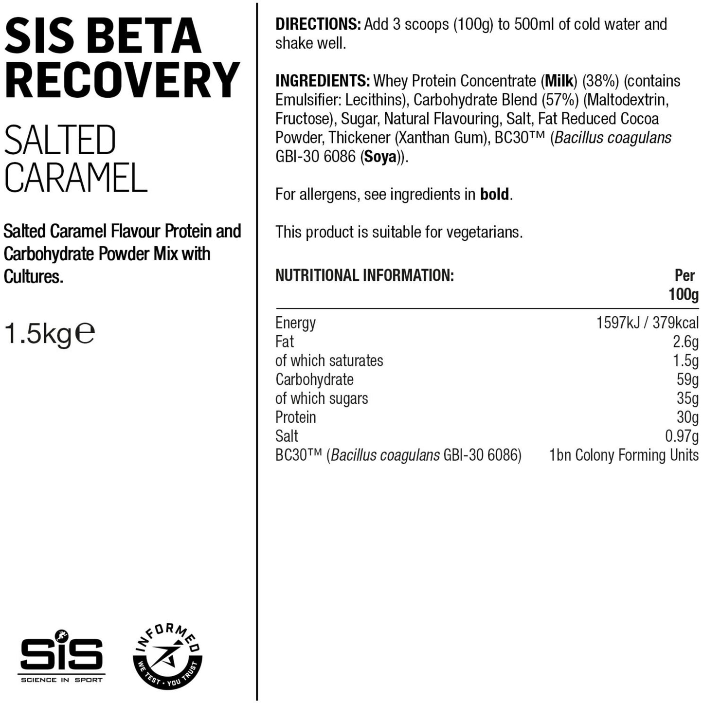 SIS BETA RECOVERY DRINK POWDER 500g