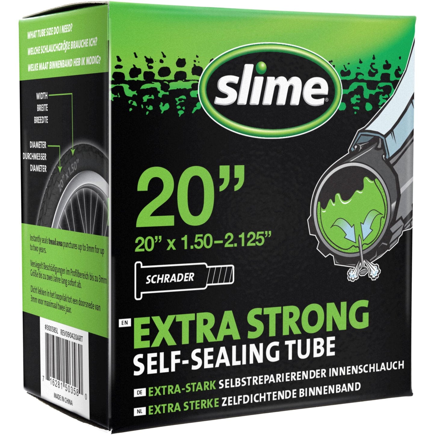 SLIME SELF-SEALING BICYCLE INNER TUBE (20" x 1.50-2.125" Schrader)