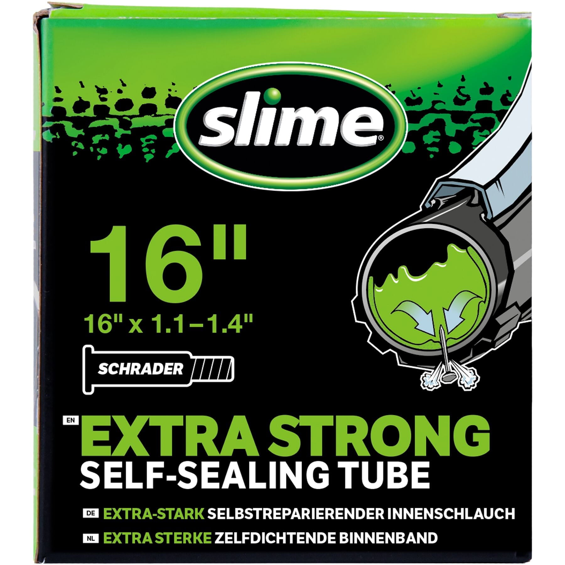 SLIME SELF-SEALING BICYCLE INNER TUBE (16" x 1.1-1.4" Schrader)