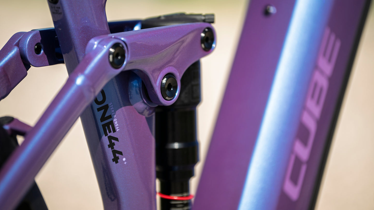 CUBE STEREO HYBRID ONE44 PRO 800 eMTB BIKE 2027 BLUEIRIS 'N' PURPLE