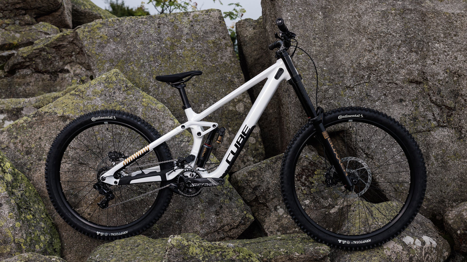 CUBE TWO15 RACE FULL SUSPENSION MTB BIKE 2027 POWDERGOLD 'N' BLACK