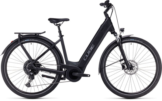 CUBE TOURING HYBRID PRO 625 EASY ENTRY E-BIKE 2023 - BLACK 'N' METAL